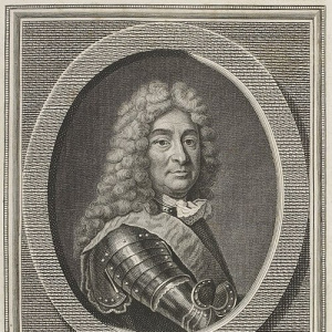Gravure d'Alain-Emmanuel de Coëtlogon (1646-1730), Maréchal de France - parue en 1780 dans Les Hommes illustres de la marine françoise, leurs actions mémorables et leurs portraits